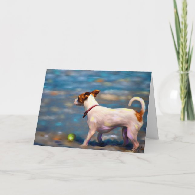 Jack Russell Terrier Hund Art - Jack vid Beach Kort (Framsida)