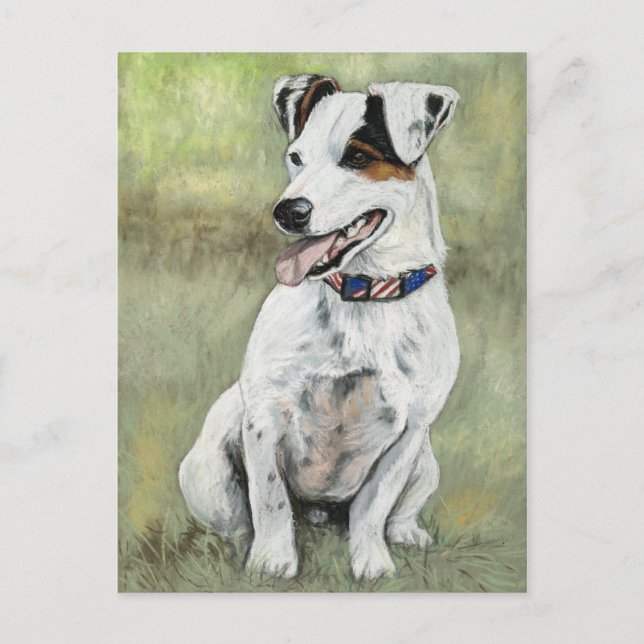 Jack Russell Terrier Hund Art Postcard Vykort (Framsida)