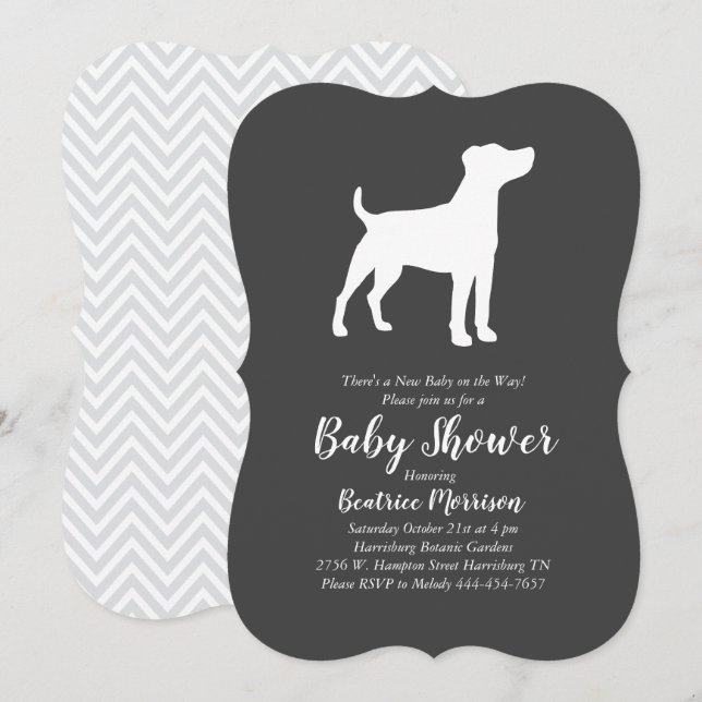 Jack Russell Terrier Hund Baby Shower Inbjudningar (Fram/baksida)