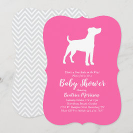 Jack Russell Terrier Hund Baby Shower Rosa Girl Gi Inbjudningar