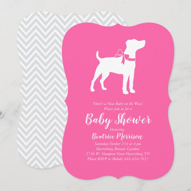 Jack Russell Terrier Hund Baby Shower Rosa Girl Gi Inbjudningar (Fram/baksida)