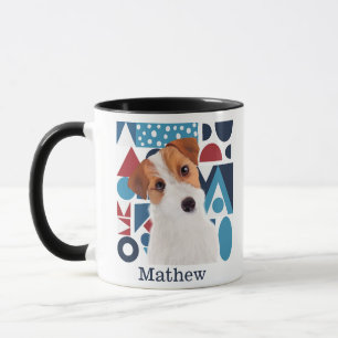 Jack Russell Terrier Hund Blue och Red Geometric Mugg