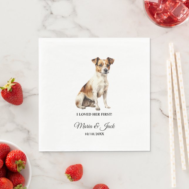 Jack Russell Terrier Hund Bröllop Servetter och Fo (Insitu)