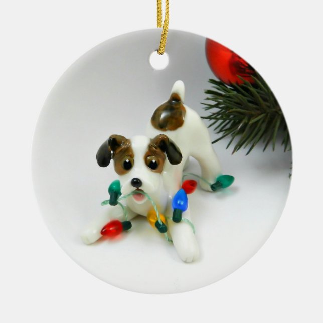 Jack Russell Terrier Hund Ceramic Ornament (Framsidan)