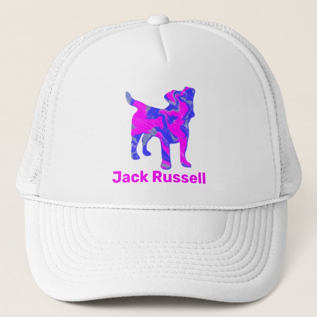 Jack Russell Terrier Hund Cute Rosa&Blue Silhouett Keps (Framsida)
