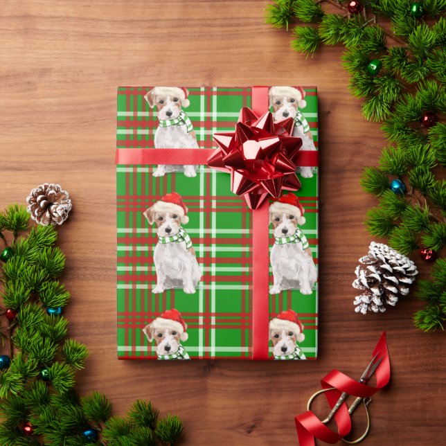 Jack Russell Terrier Hund och Plade Julwrapp Presentpapper (Julgåva)
