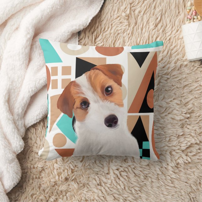 Jack Russell Terrier Hund Orange Geometric Kudde (Filt)