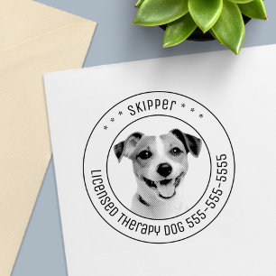 Jack Russell Terrier Hund Pet Photo Round Självfärgande Stämpel