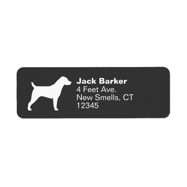 Jack Russell Terrier Hund Silhouette Returadress Etikett (Framsidan)