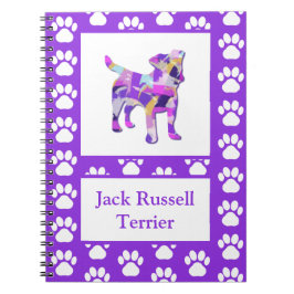 Jack Russell Terrier Hund Silhouette Tass PurplePY Anteckningsbok