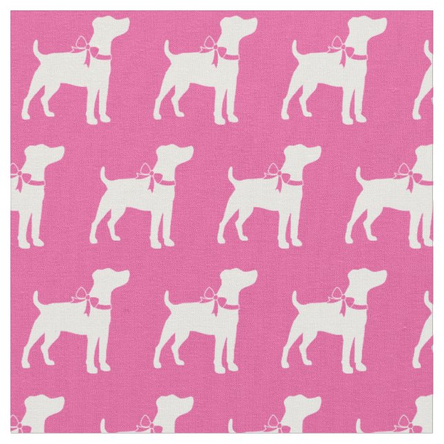 Jack Russell Terrier Hund Silhuett Husdjur rosa Tyg (Närbild)