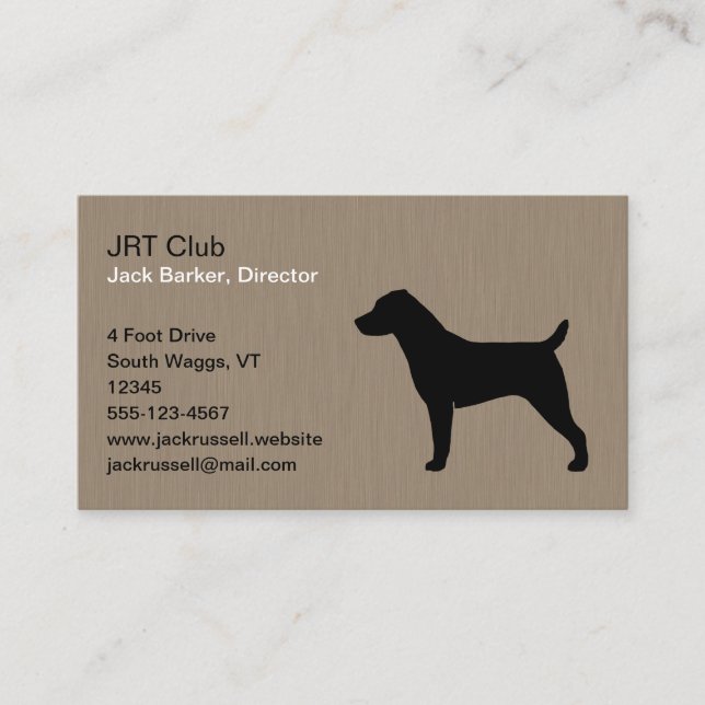 Jack Russell Terrier Hund Silhuett Visitkort (Framsida)