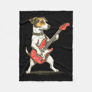 Jack Russell Terrier Hund Spelar Gitarr Rocker Git Fleecefilt