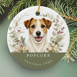 Jack Russell Terrier Hund Vattenfärg Jul Julgransprydnad Keramik