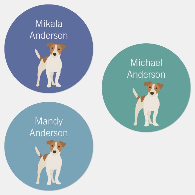 Jack Russell Terrier hund vattensäker etikett för  (Grupp)