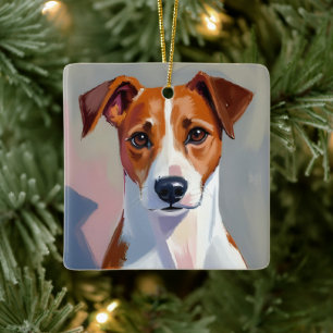Jack Russell Terrier   Hundmålning Husdjur Julgransprydnad Keramik