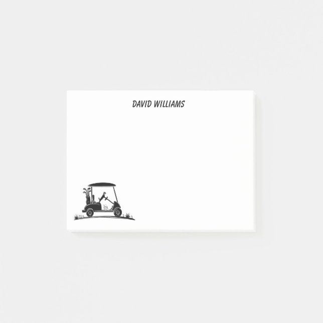 Jack Russell Terrier i golfvagn Namn Post-it Block (Framsida)