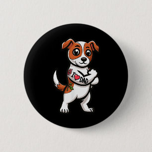 Jack Russell Terrier I Kärlek Pappa Rolig hund Tat Knapp