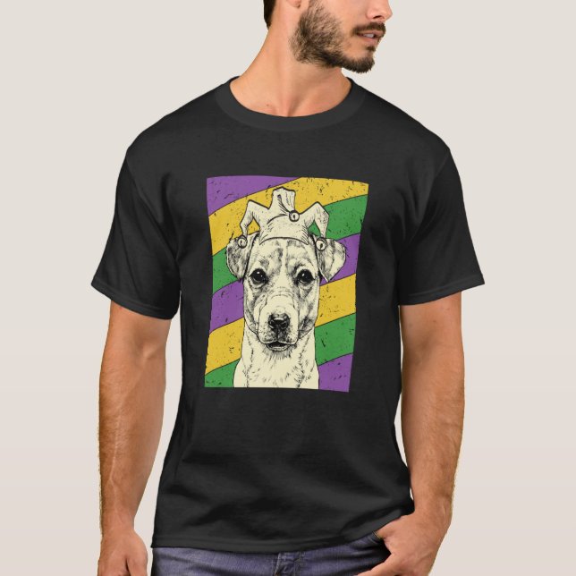 Jack Russell Terrier Jester Mardi Gras Dog Mom or  T Shirt (Framsida)