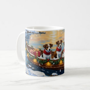 Jack Russell Terrier Jul Båt Högtid Kaffemugg