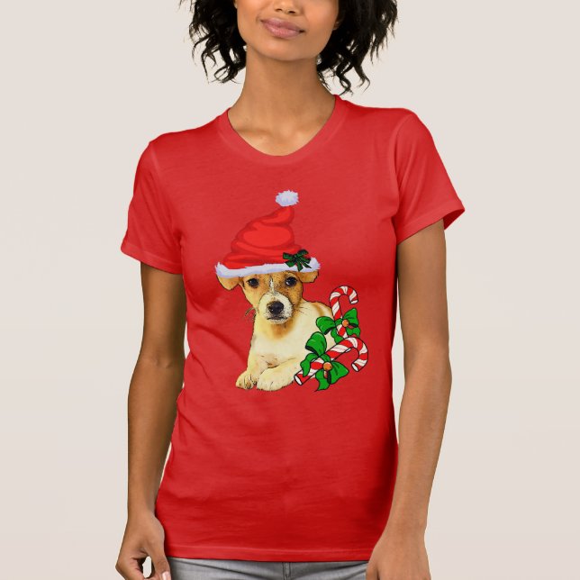 Jack Russell Terrier Jul God Jul T Shirt (Framsida)