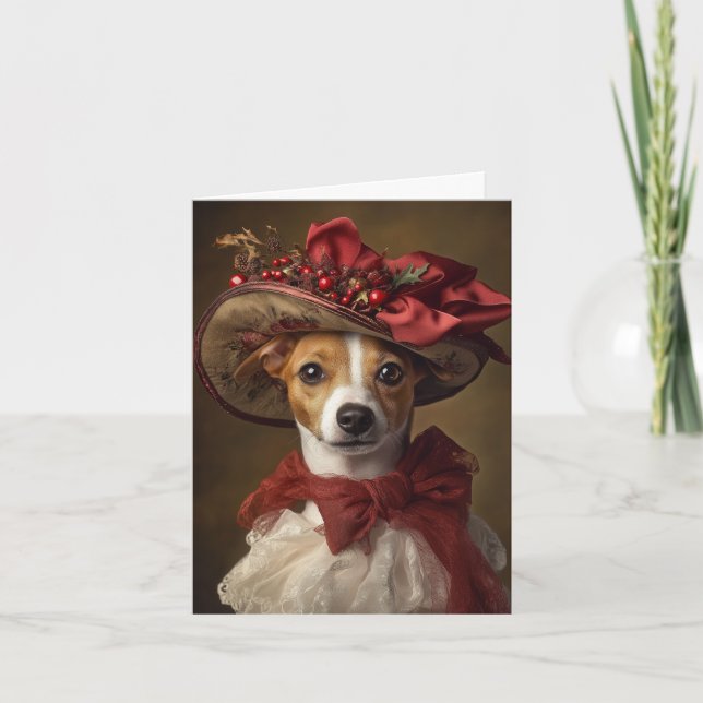 Jack Russell Terrier Jul Viktoriansk Hund Helgkort (Framsida)