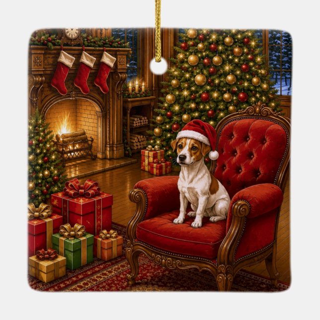 Jack Russell Terrier  Julgransprydnad Keramik (Baksida)