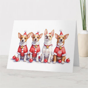 Jack Russell Terrier Julklänning Tomtehatt Kort