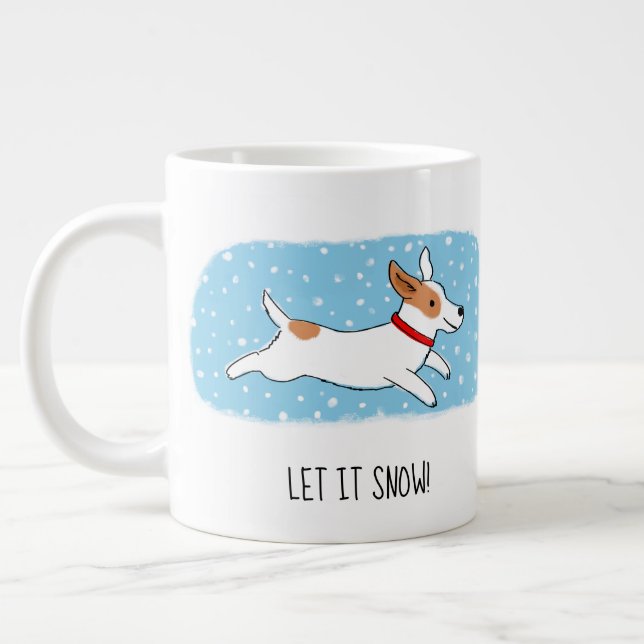 Jack Russell Terrier Låt det snöa Hund Anpassnings Jumbo Mugg (Vänster)
