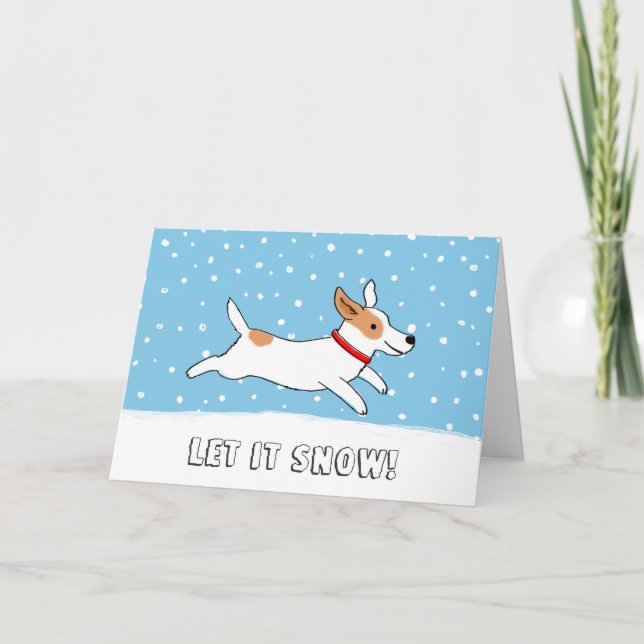 Jack Russell Terrier Låt det snöa Hund jul Helgkort (Framsida)