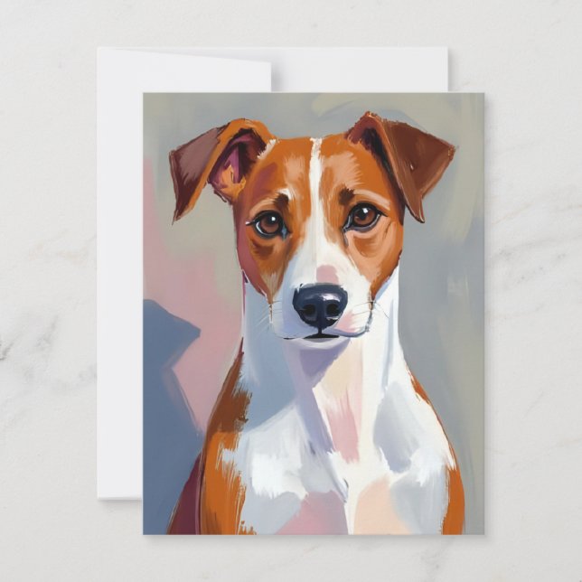Jack Russell Terrier-målning Hund Husdjur Tack Kort (Framsida)