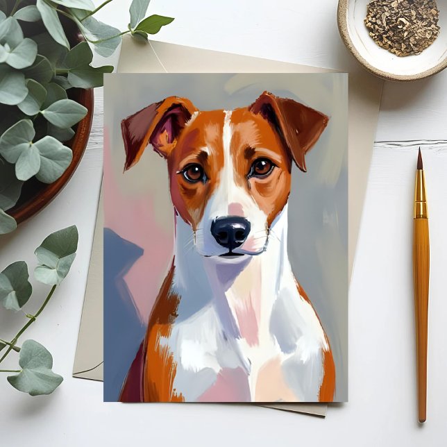 Jack Russell Terrier-målning Hund Husdjur Vykort (Skapare uppladdad)