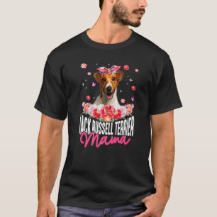 Jack Russell Terrier Mamma Flower Bandana Hund Mot T Shirt