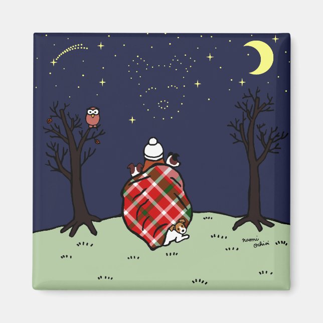 Jack Russell Terrier Mamma och Starry Himlar Magnet (Framsidan)