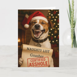 Jack Russell Terrier Naughty List Christmas card Helgkort