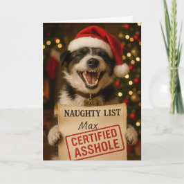 Jack Russell Terrier Naughty List Christmas card Helgkort