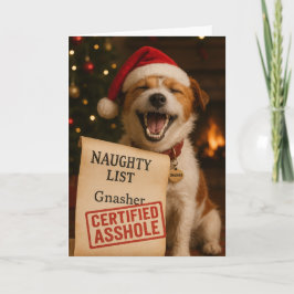 Jack Russell Terrier Naughty List Christmas card Helgkort