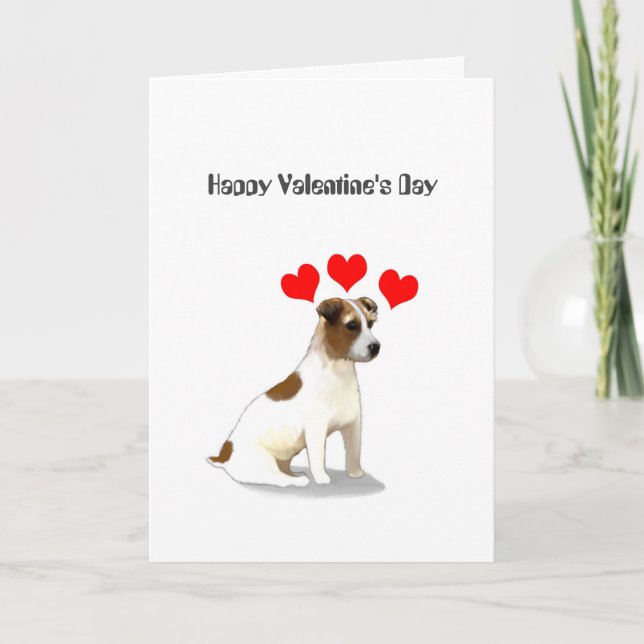 Jack Russell Terrier och Hearts Valentine Helgkort (Framsida)