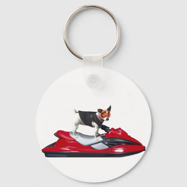 Jack Russell Terrier på Jetski-nyckelkedjan Nyckelring (Framsida)