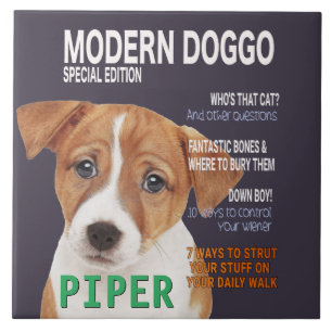 Jack Russell Terrier Parody Magazine Cover Kakelplatta