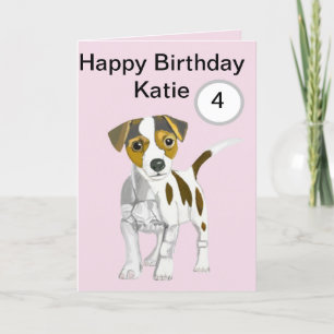 Jack Russell Terrier Puppy Editable Girls Age Helgkort