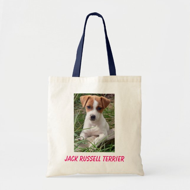 Jack Russell Terrier Puppy Hund Canvas Tote Bag Tygkasse (Framsidan)