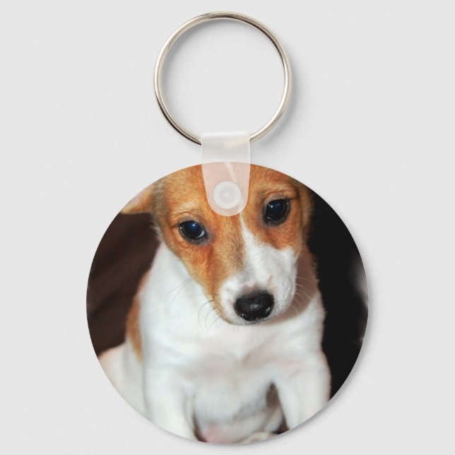 Jack Russell Terrier Puppy Hund Keychain Nyckelring (Framsida)