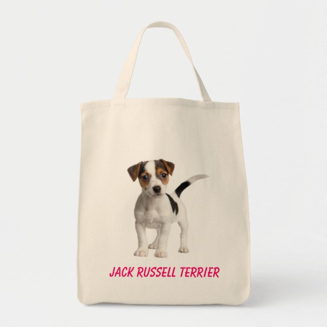 Jack Russell Terrier Puppy Hund Tote Bag Tygkasse (Framsidan)