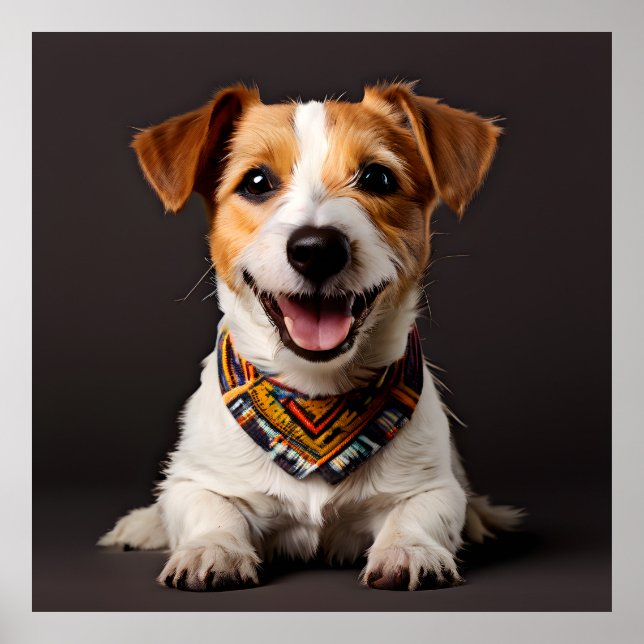 Jack Russell Terrier Realism Art Porträtt Poster (Framsidan)