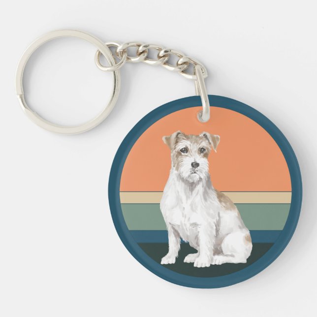 Jack Russell Terrier Retro Background Keychain (Framsidan)