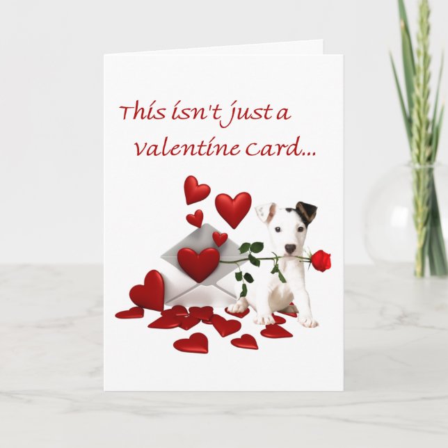 Jack Russell Terrier Ro och Hearts Valentine Helgkort (Framsida)