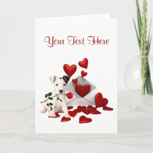 Jack Russell Terrier Röd ros Valentine Design Helgkort
