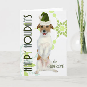 Jack Russell Terrier Santa Hund Grönt jul Helgkort