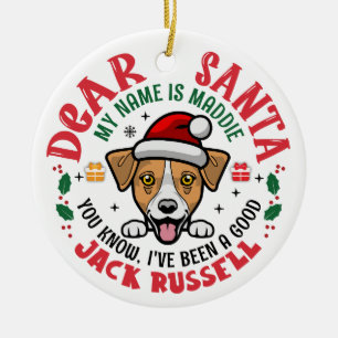 Jack Russell Terrier Santa Personlig jul Julgransprydnad Keramik
